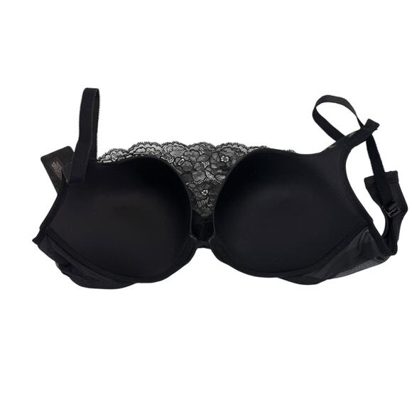 Victoria’s Secret 36DD Push Up Lined Supported Black Lace Applique Bra - Picture 2 of 8